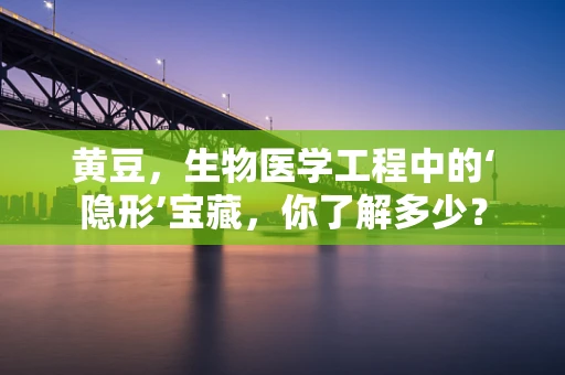 黄豆，生物医学工程中的‘隐形’宝藏，你了解多少？