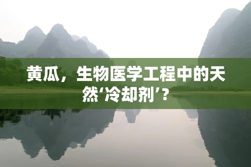 黄瓜，生物医学工程中的天然‘冷却剂’？