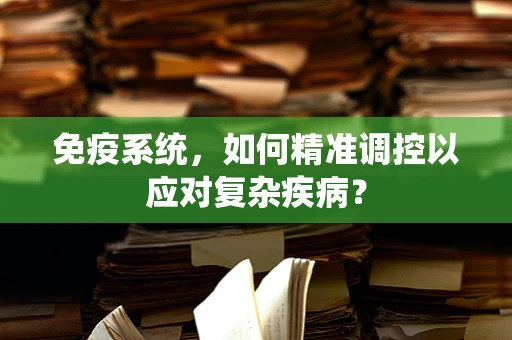 免疫系统，如何精准调控以应对复杂疾病？